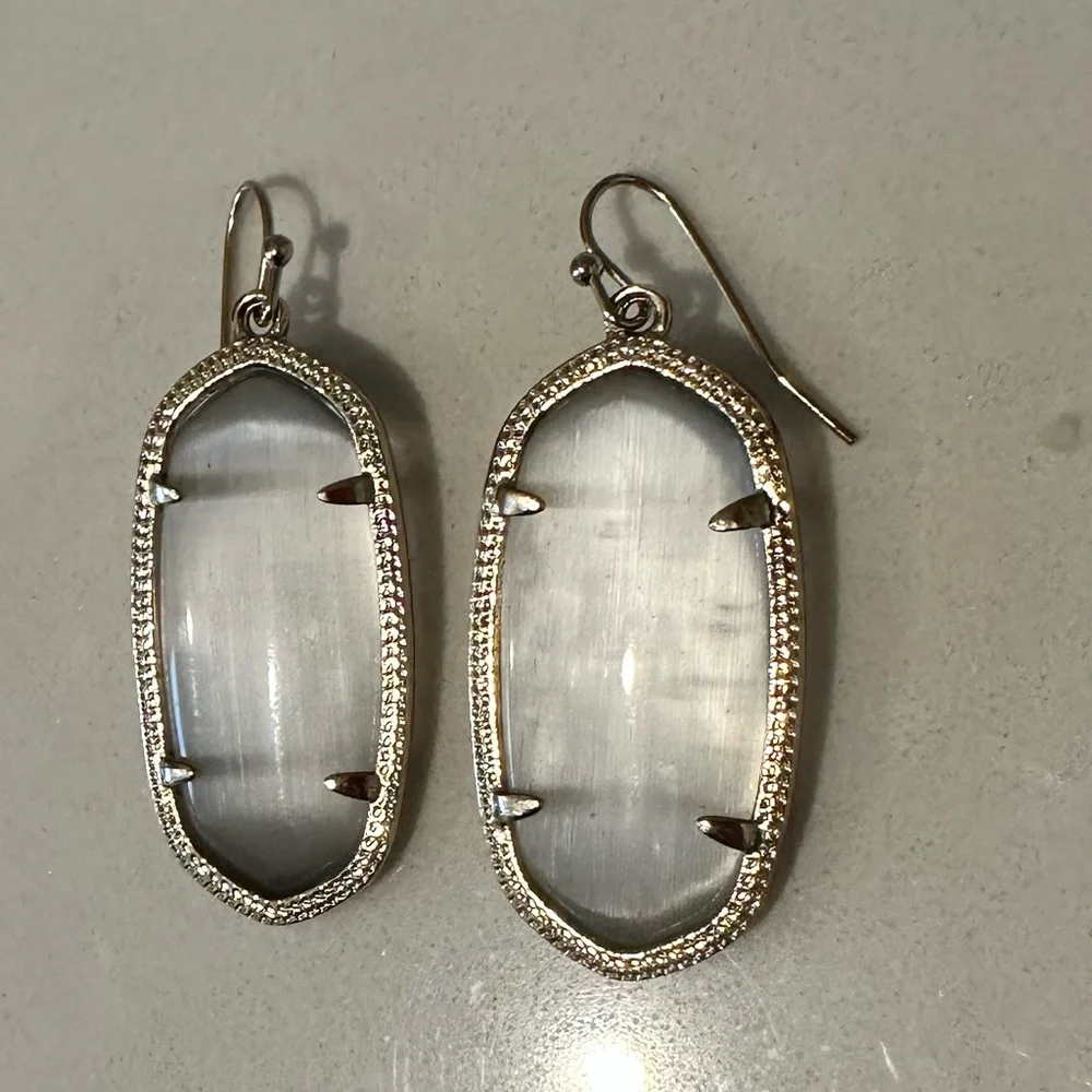 Kendra Scott Elle Slate Cat’s Eye Drop Earrings in Gold Frame